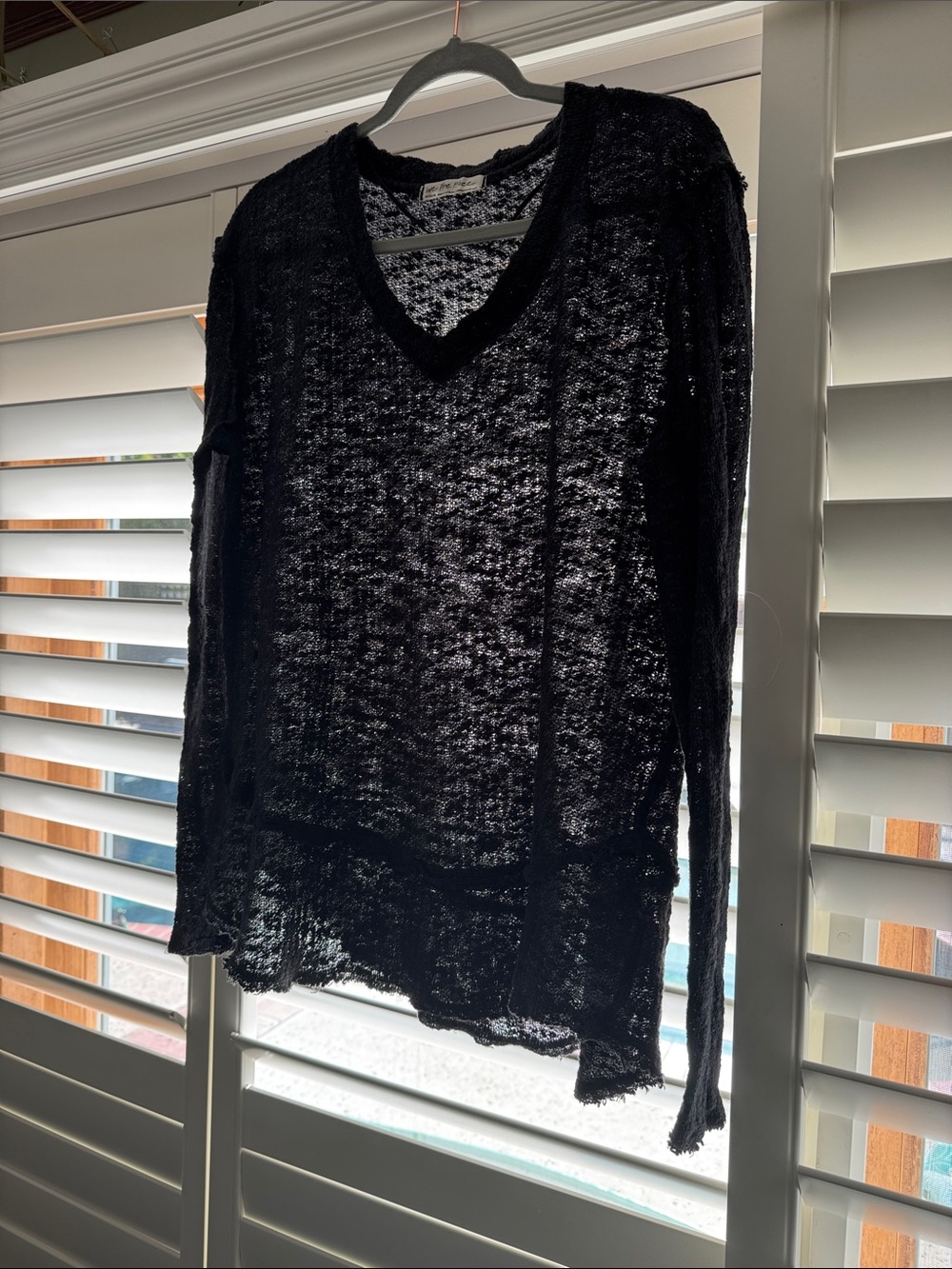 We The Free Black / GrayOpen-Knit Pullover
